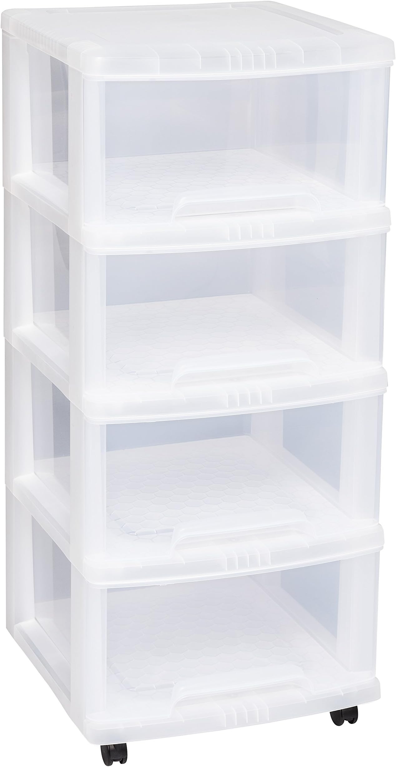 ALLIBERT Eify 4 tiroirs-20l Tower 235669, Clear Plastic, 38,9 x 37.1 x 86 cm