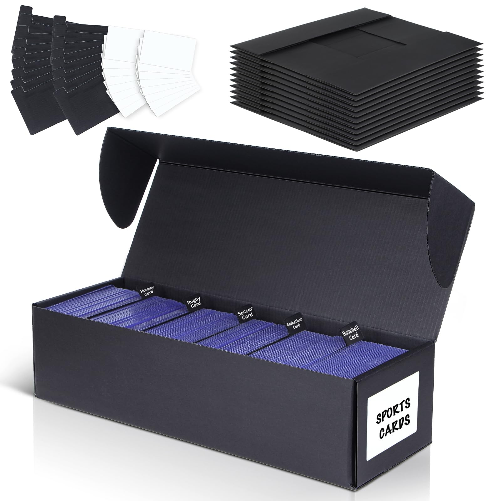 MewVeer Top Loader, kaartenkoffer met sleutelsloten, Trading Card Holder Box voor 300 Top Loaders, 76 One Touch (35pt), 48 PSA/GMA, 43 CSG, 41 SGC, 36 HGA