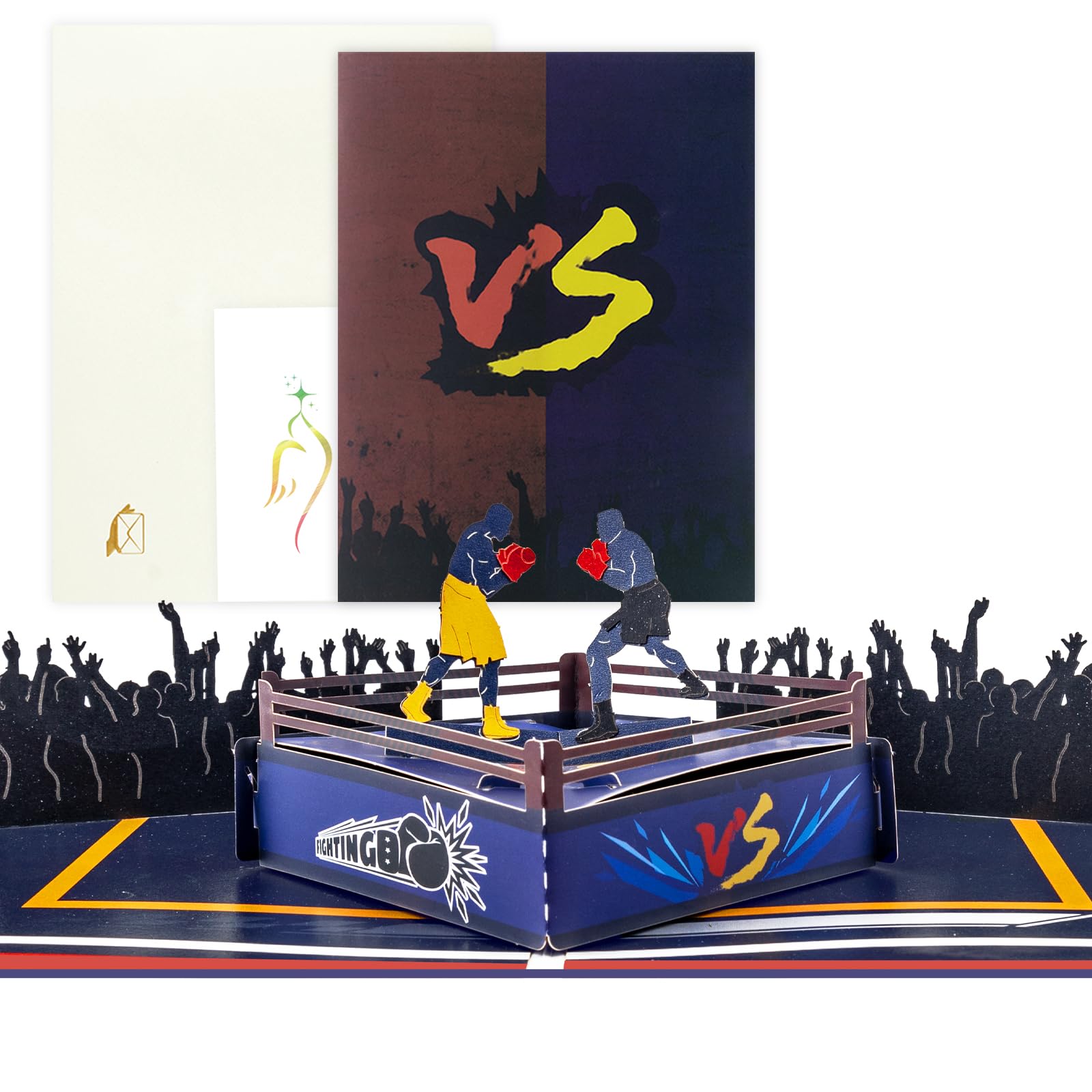 3D Boxing Pop Up Card for Men– Sports Greeting Card with Ring & Boxers – Unique Gift for Birthday, Father’s Day, Congratulations, or Encouragement – Includes Envelope & Blank Note Card
