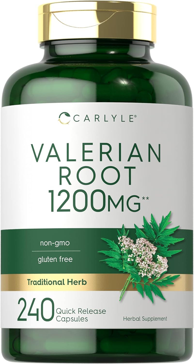 Valerian Root Capsules 1200mg | 240 Pills | Highest Potency Per Capsule | Non-GMO, Gluten Free | Herb Extract Supplement | by Carlyle : Health & Household