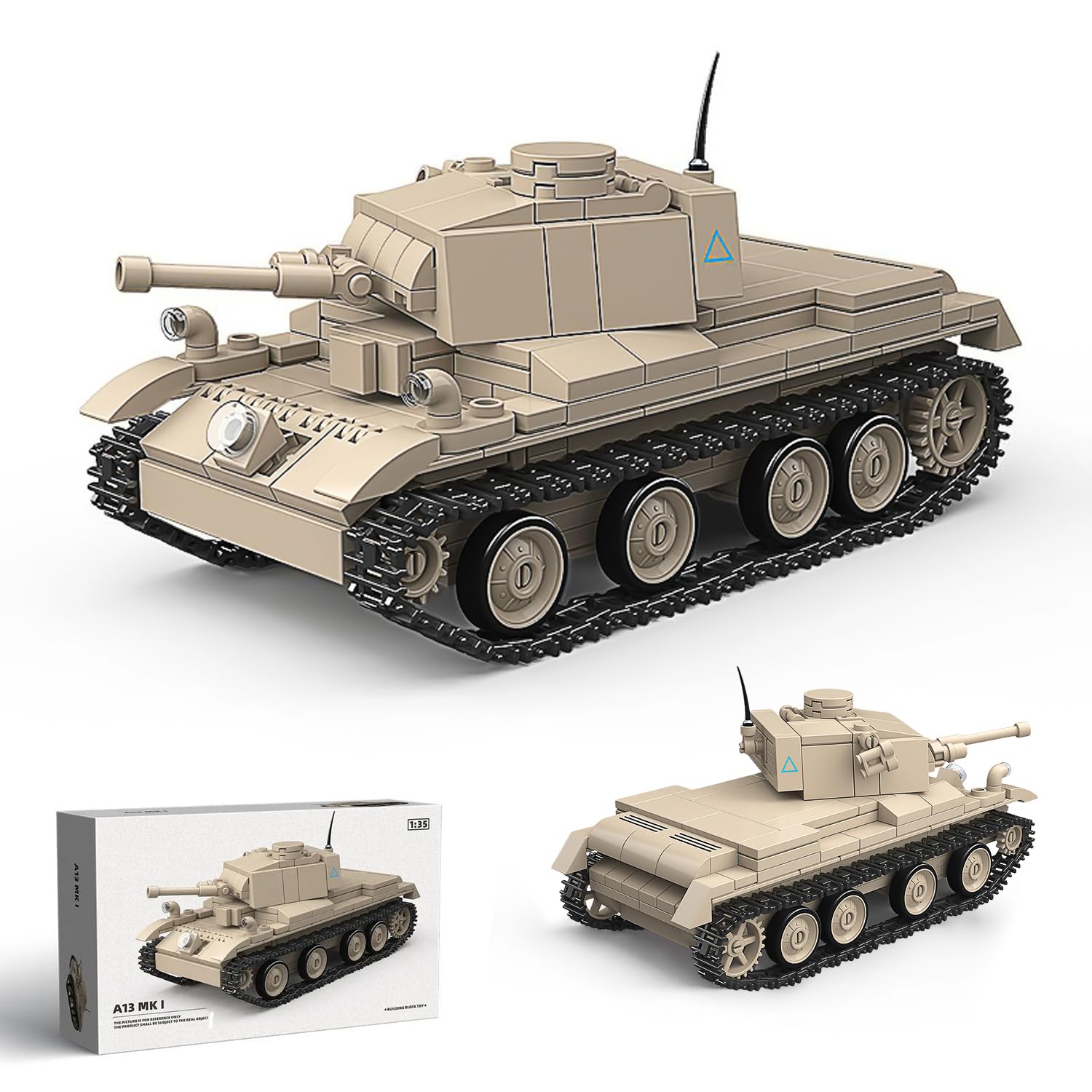 Pasyru Technik Military Tank Building Blocks Kit, 375 PCS 1 : 32 Military Brick Model Set, Army Tank Building Block Construction Model Kit, Compatible with Major Brands (I)
