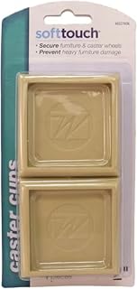 SoftTouch 4652795N Furniture Caster Cups Square for Carpet or Durable Hard Floors, 2 Inch, 4 Pack, Tan, 4 Piece