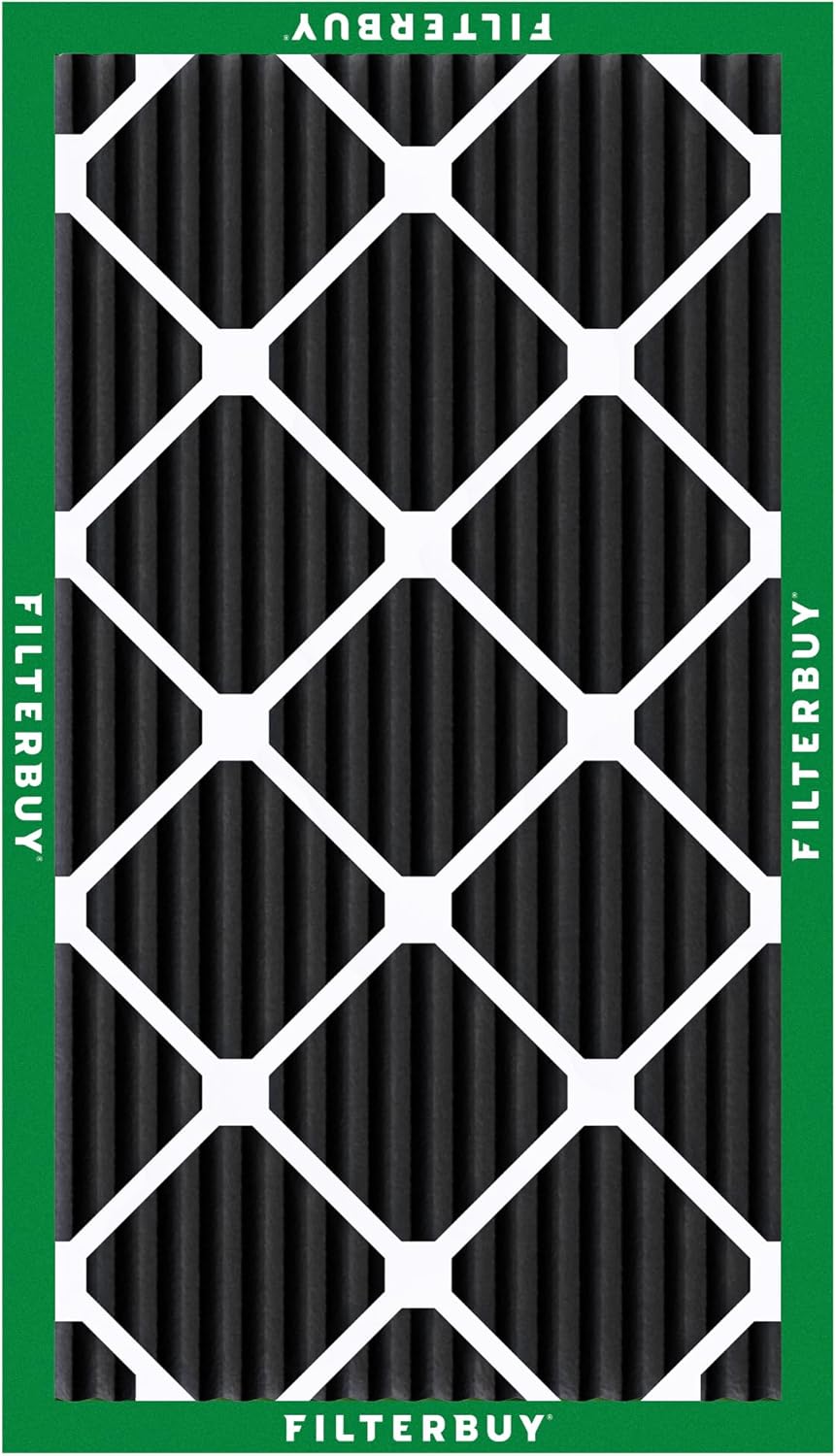 Filterbuy 16x25x1 Air Filter MERV 10 Odor & Allergy Defense with Activated Carbon (1-Pack), Electrostatic Pleated HVAC AC Furnace Filters Replacement (Actual Size: 15.50 x 24.50 x 0.75)