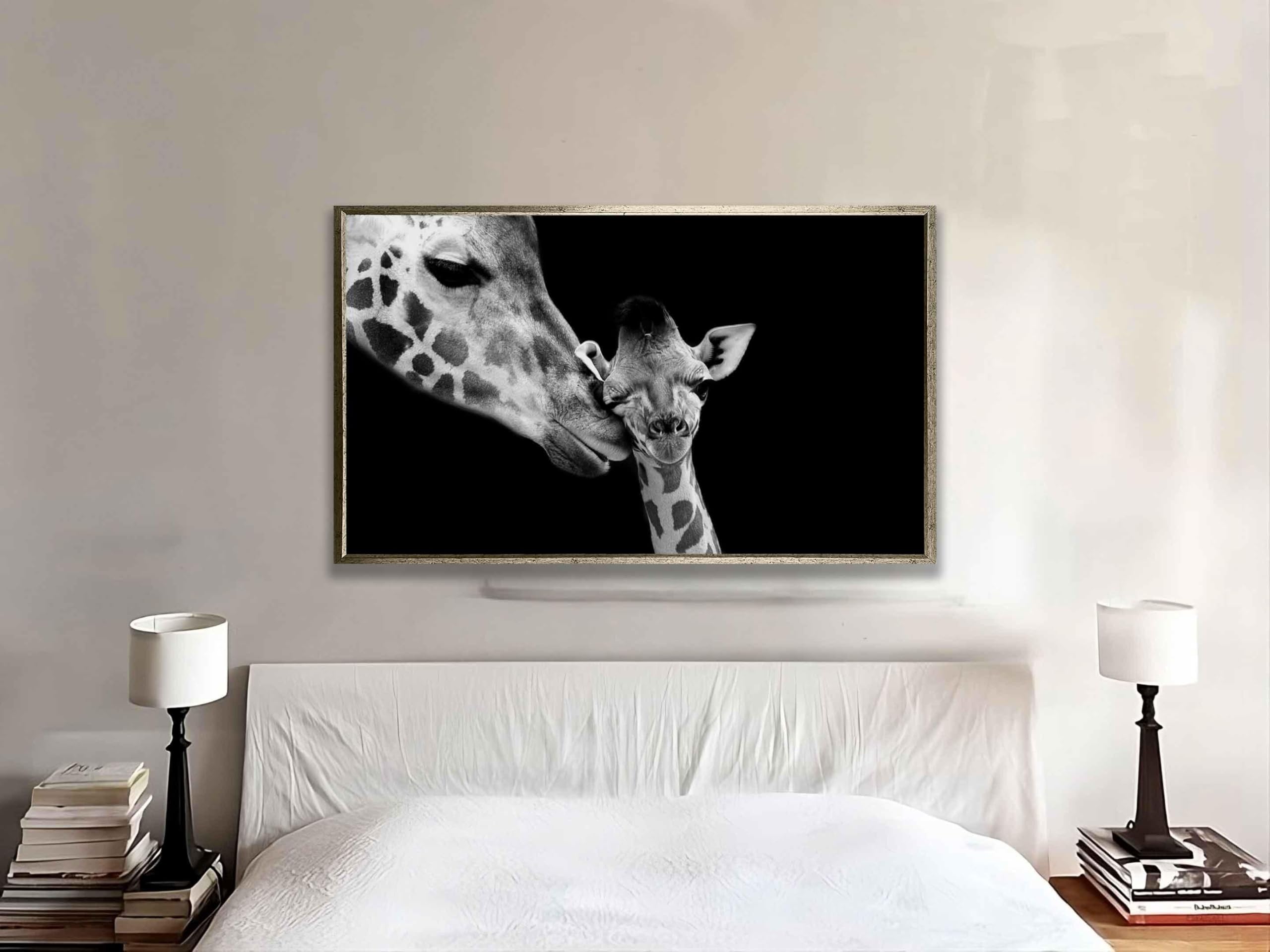 Tableau de girafes en noir et blanc déco murale 30x40cm - 8