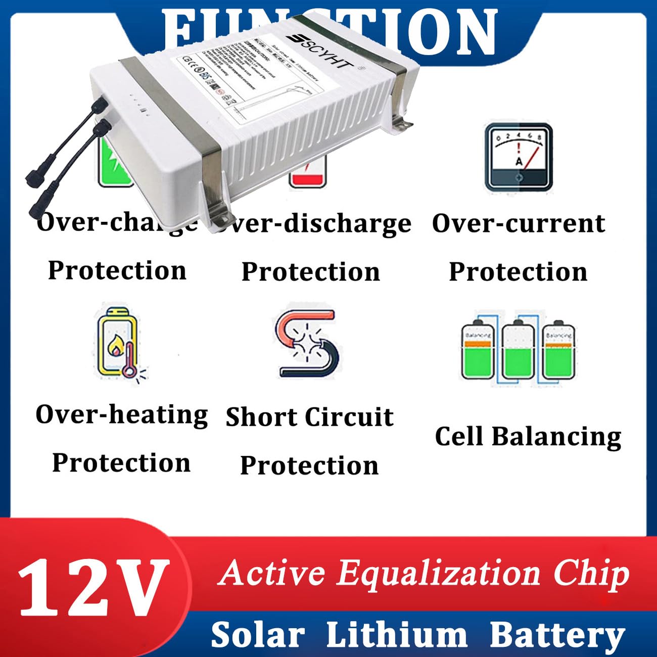 Batería LiFePO4 12 V 18 Ah y 36 Ah Batería de Litio 12 V Baterías solares 30 Ah Baterías Recargables para luz Emergencia con Motor 200 W a 550 W y Puerto 2 núcleos,12v24ah 340mm
