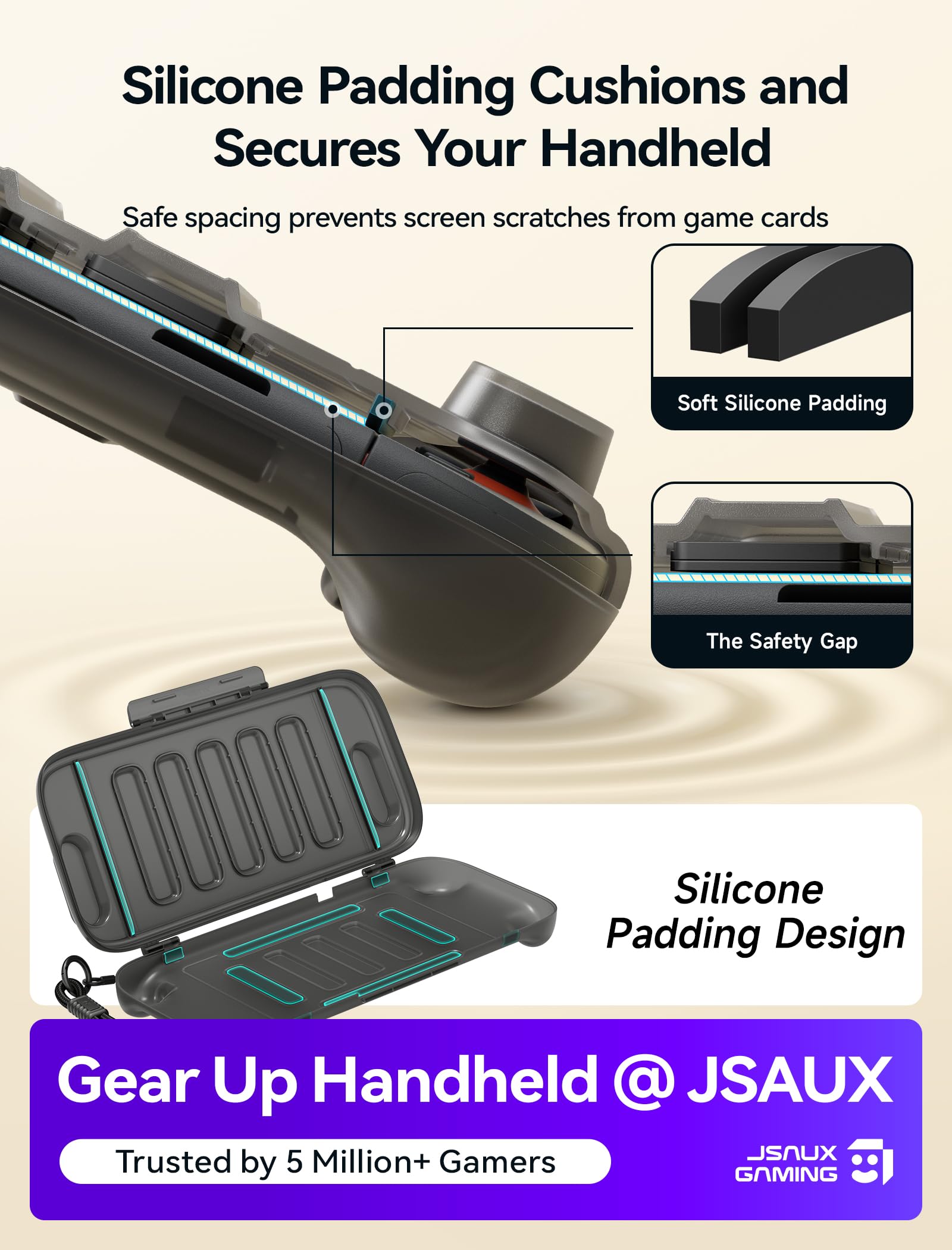 JSAUX Funda Protectora para Nintendo Switch 2 (2025) – Carcasa Dura de PC, Delgada y Portátil, a Prueba de Polvo, Ranura para Tarjetas de Juego, Ideal para Viaje – Translúcido Negro (PC0116)