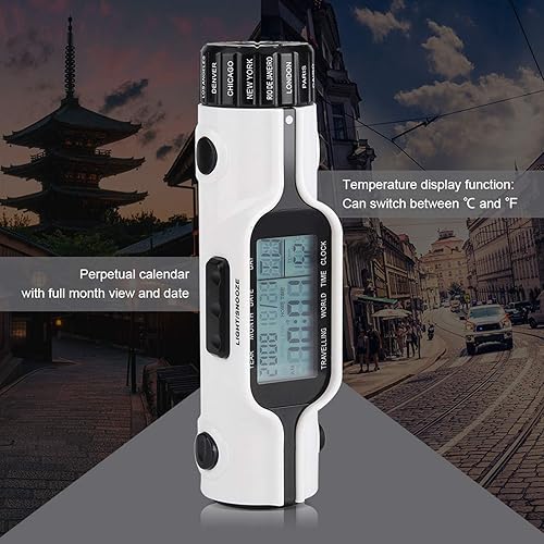 Miniatura 5 de Reloj despertador con termómetro digital, linterna portátil LED digital para viajes, reloj despertador para viajes al aire libreinterior