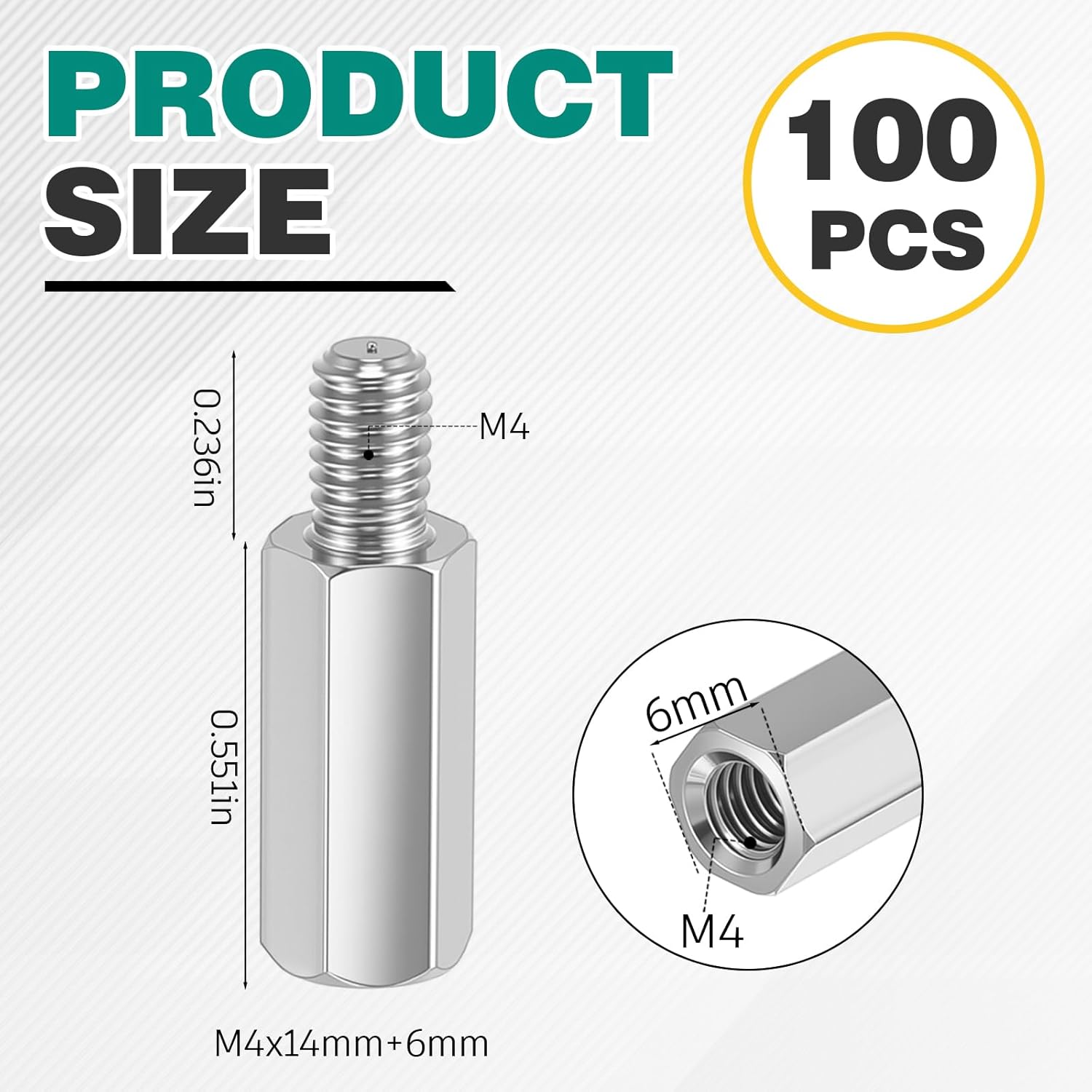 LEIFIDE 100 Pcs Wall Mount Spacer Adapter Set for Desktop/portable Monitor M4x14mm Hex Stainless Steel Standoff Spacer Screw Nut Bolt Motherboard Prototyping Accessories for Pcb Computer Circuit Board