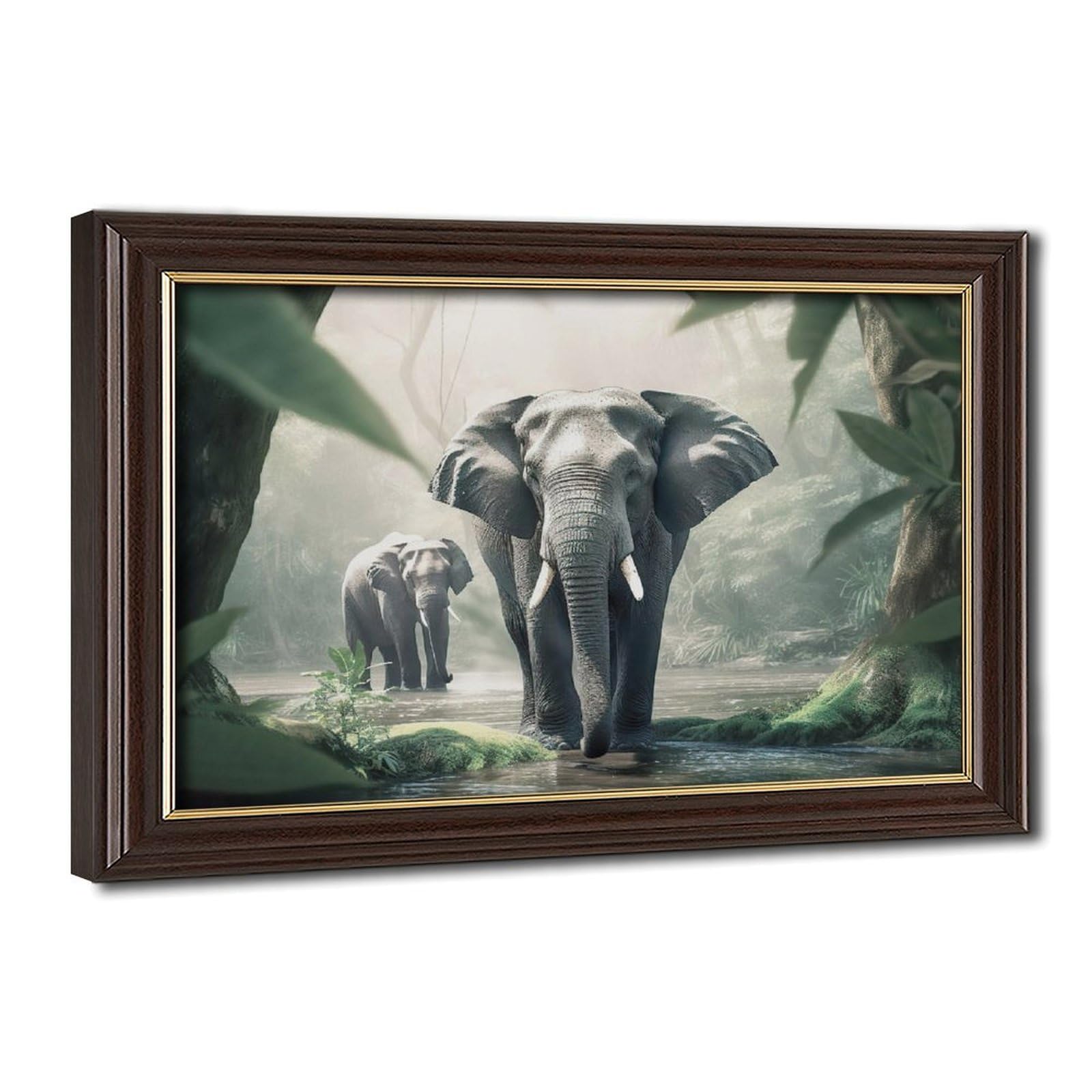 Bareronor Elephants in The Jungle Canvas Poster Bedroom Decor Landscape Office Room Decor Gift 24" L X 36" W