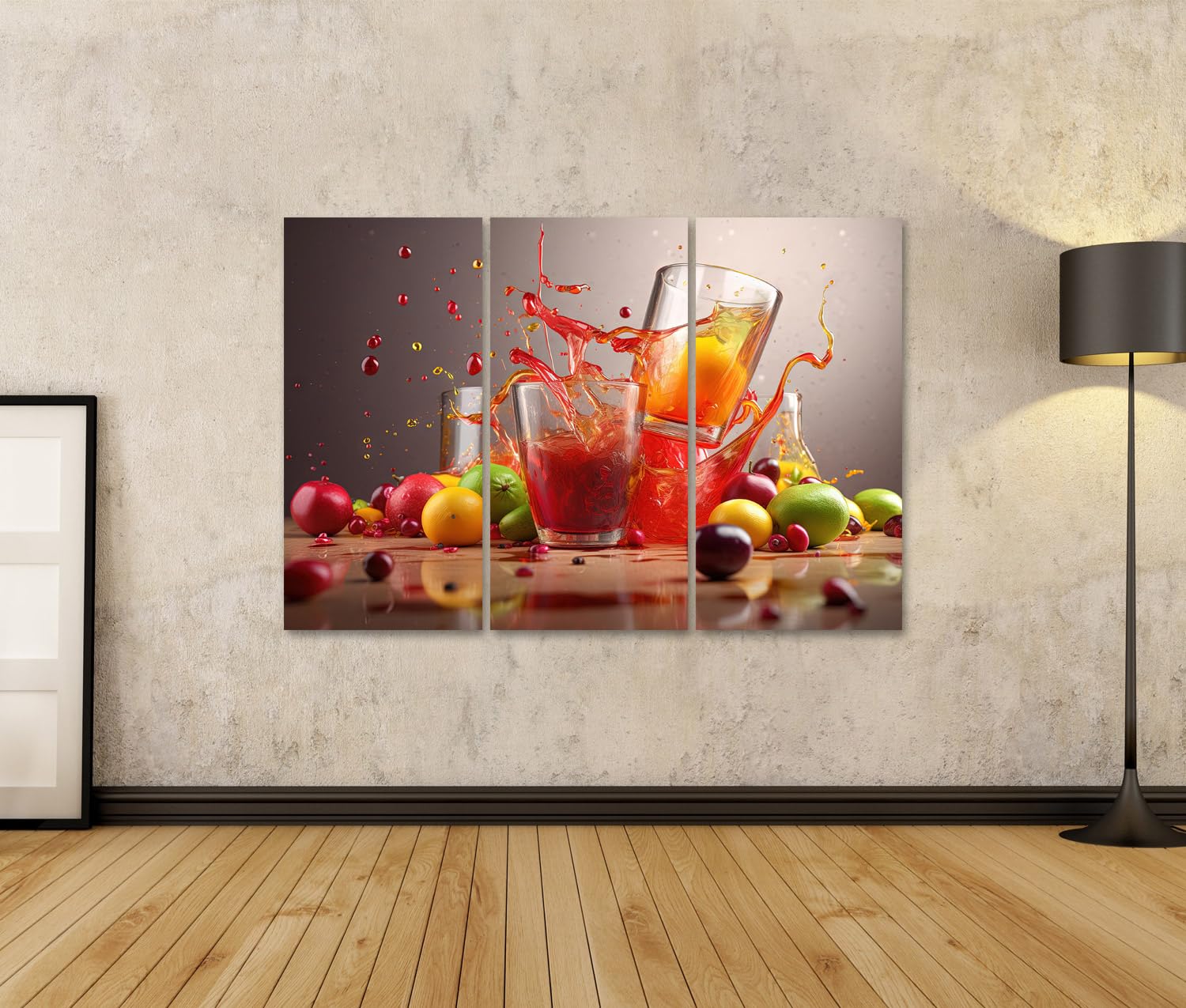 islandburner Prime - Quadro su tela con succo di frutta, frutti di bosco, tavolo, bevande, siringhe dolci, bio, cocktail, poster