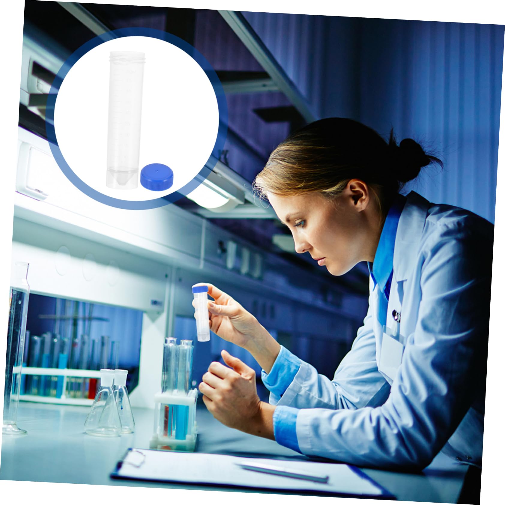 Luxshiny Provette da Centrifuga Graduate 50ml con Tappo a Vite 50 Pezzi | Fondo Conico in Plastica, per Laboratorio ed Esperimenti, per Campionamento Preciso e Tenuta Anti-perdita