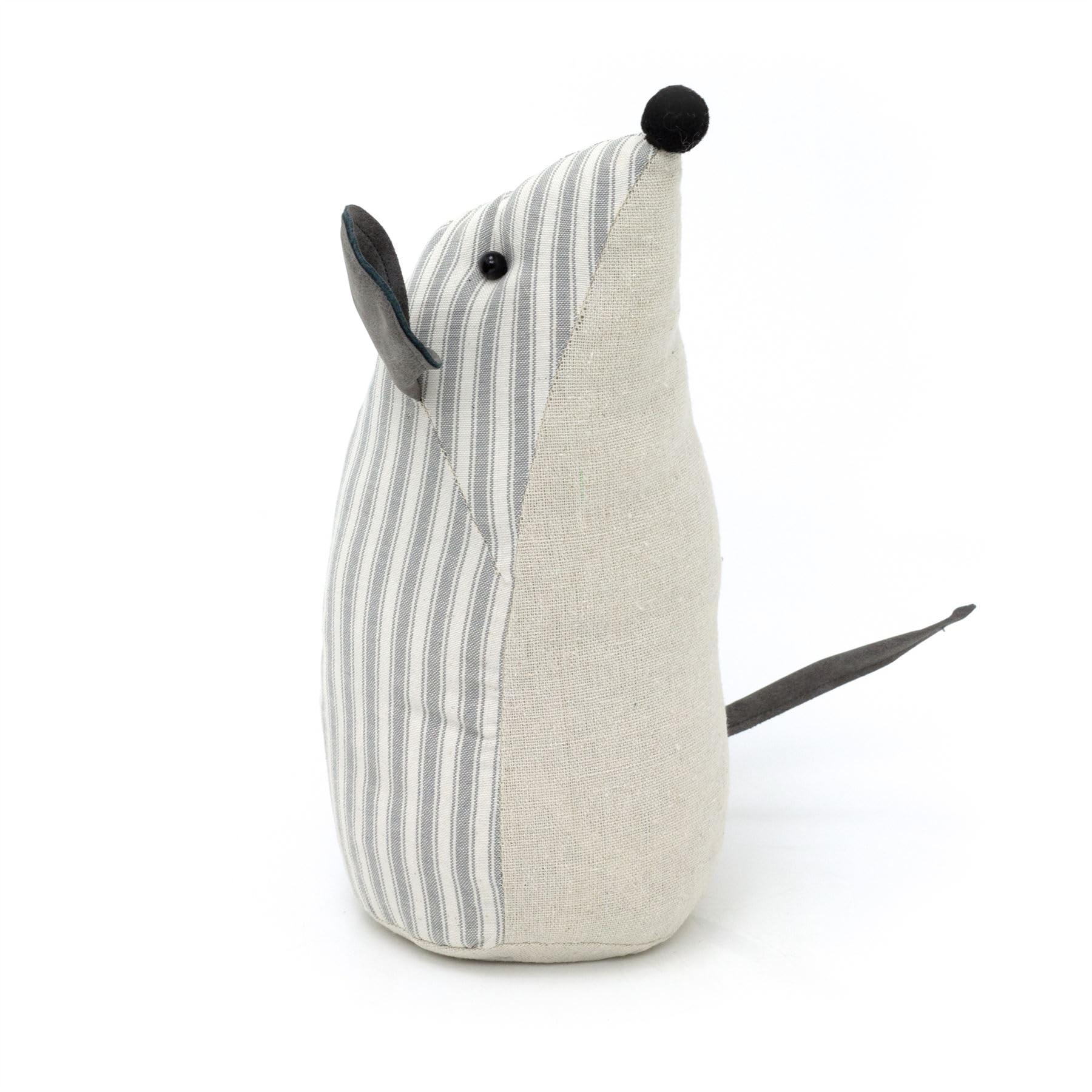 Carousel Home Grey Maggie Mouse Striped Doorstop | Stripey Fabric Mouse Shaped Door Stop | Dormouse Door Stopper 1.5Kg - 26Cm