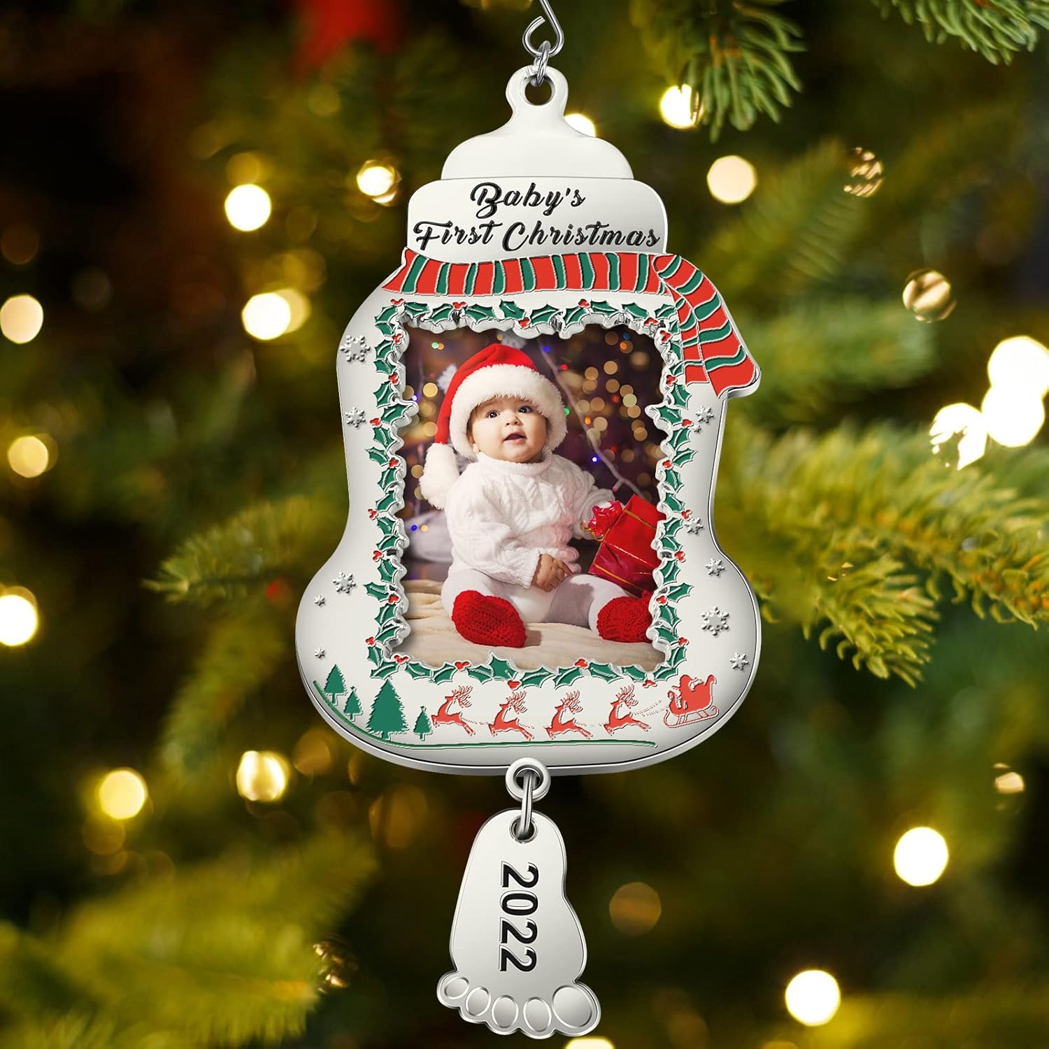 2022 Baby's First Christmas Ornament Metal Photo Bahrain Ubuy - Main Image