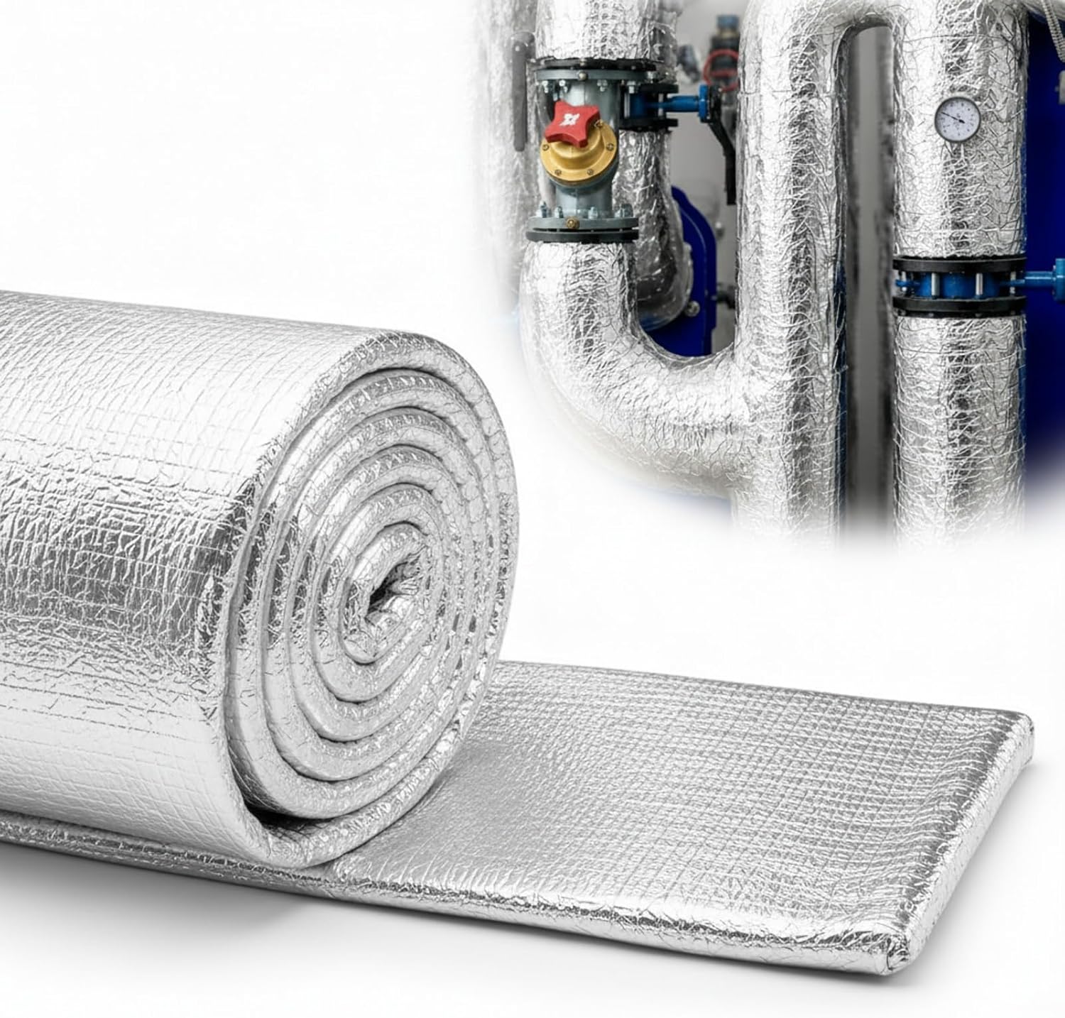 Fire Rated Duct Wrap, 1.5 Inch Thick Fiberglass Insulation Blanket, Heat Resistant up to 1000°c for Commercial HVAC Ducts, Grease Exhaust Ducts and Ventilation Systems, 24 in x 17 ft
