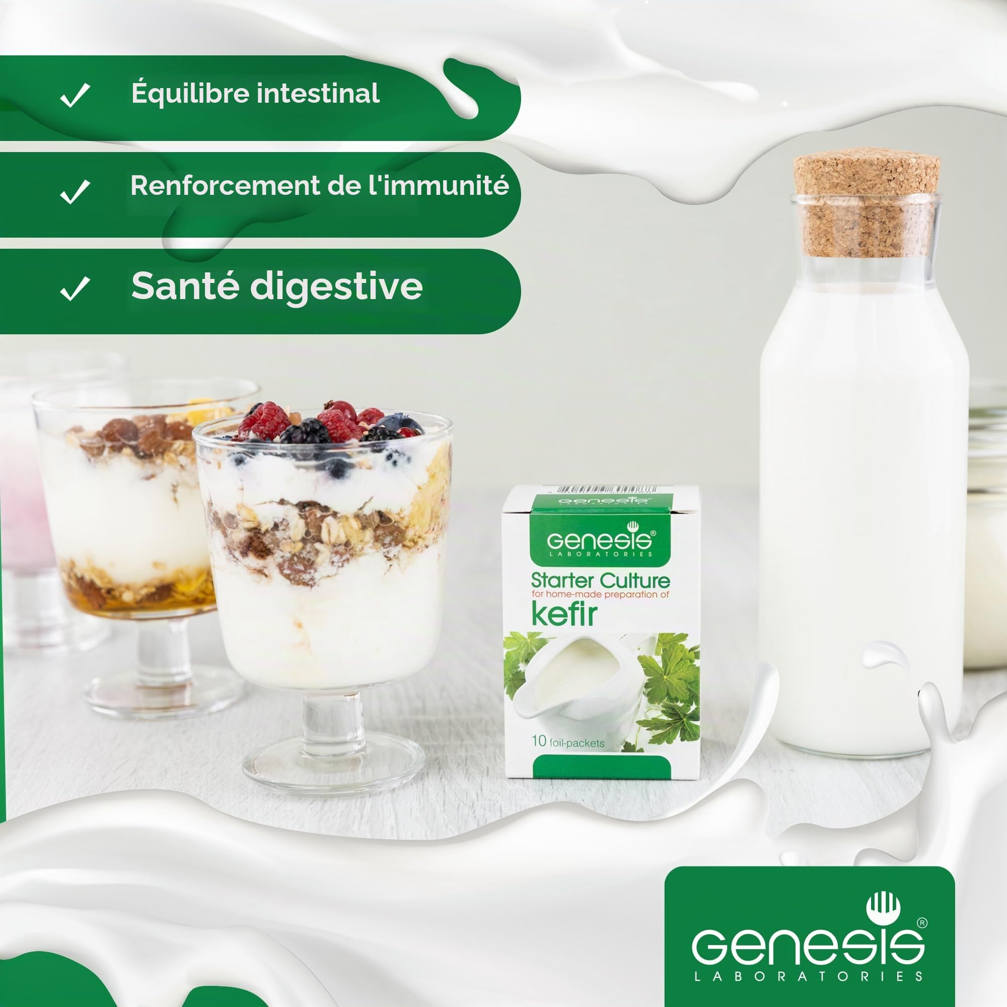 Genesis Starter Culture pour la préparation artisanale de kéfir -pour et de 50L