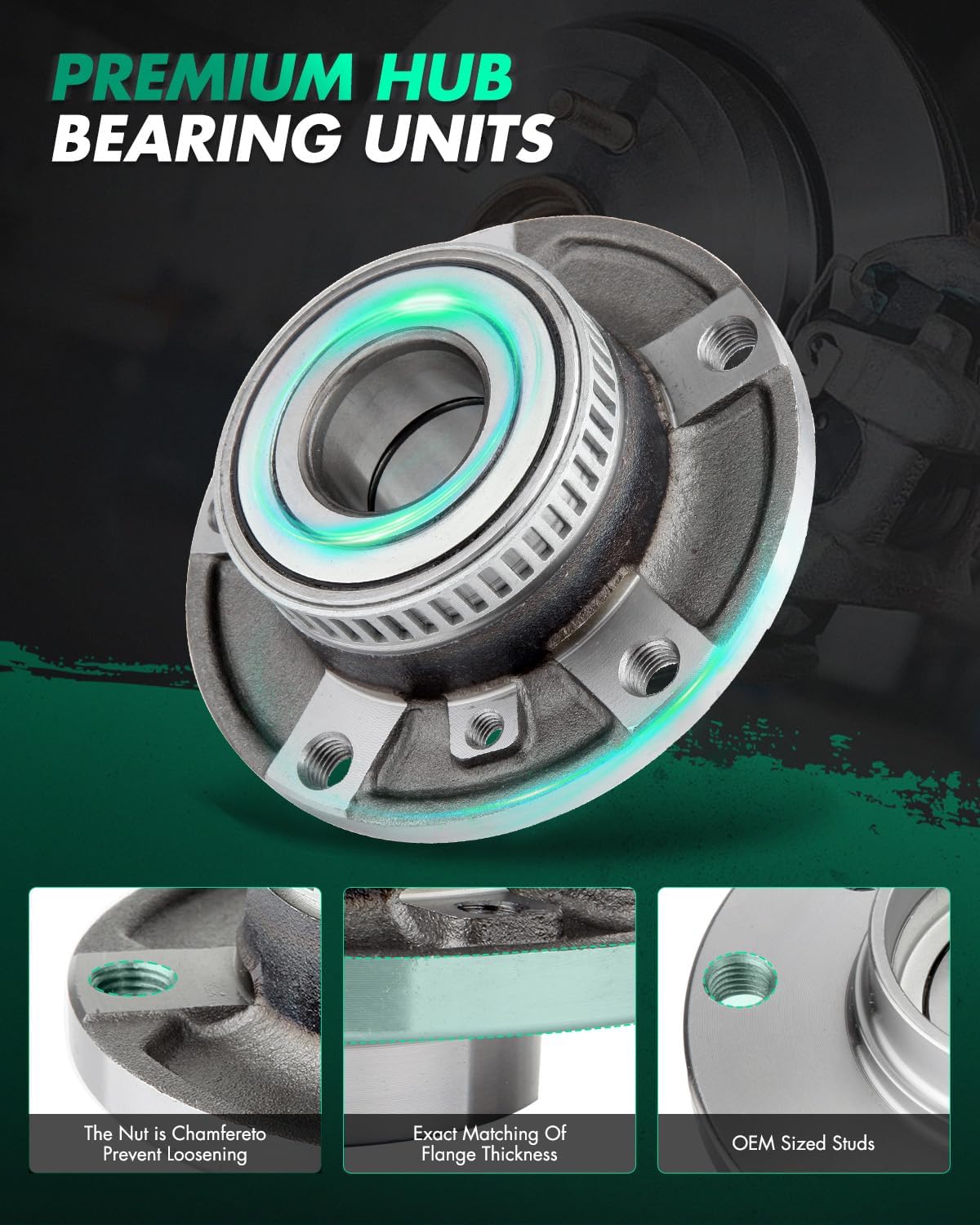 SCITOO 2 x Front Wheel Bearing and Hub Assembly for BMW M3 Z3 Z4 318i 318is 318ti 320i 323 325Ci 325i 325is 328 330Ci 330i 525i 525iT 530i 535i 540i 735i 735iL 740i 740iL 750iL 840Ci 850Ci,513125