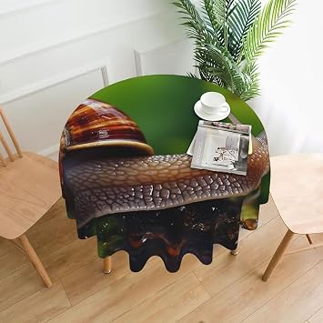 Round Tablecloth 60 inch, Wildlife Animal Snail Table Cloth Waterproof and Stain Resistant, Decorative Farmhouse Table Cover for Dining Tables, Buffet Parties and Camping