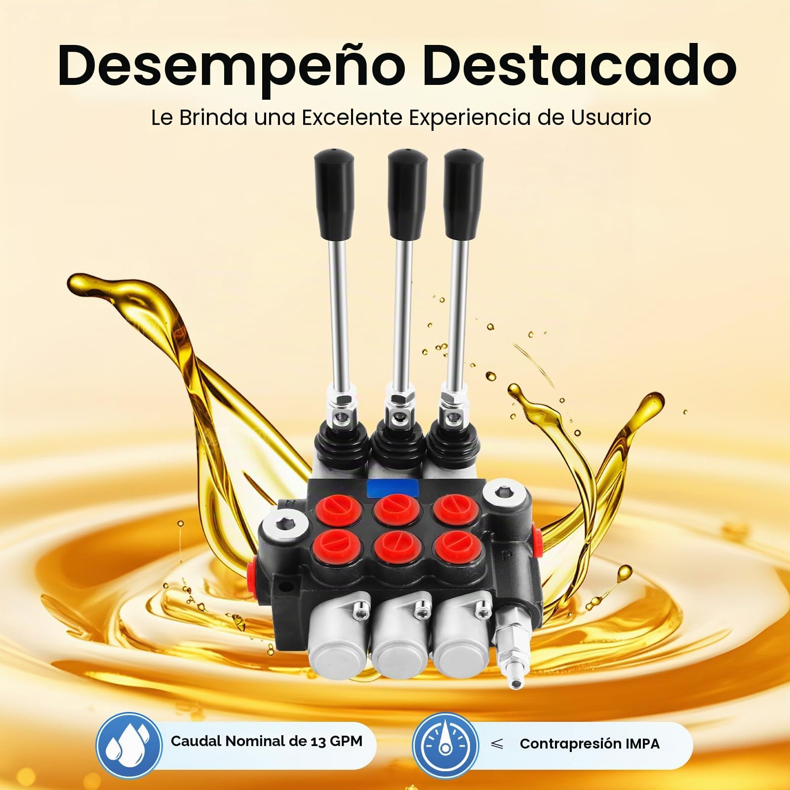 MINRS Válvula hidráulica, válvula de control manual, 3 velocidades, 3600 psi, 60 l/min, cilindro hidráulico de doble efecto, válvula de control direccional hidráulica para tractor, cargador, remolque