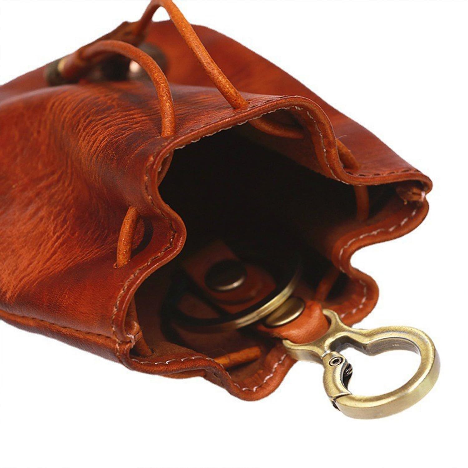 Genuine Leather Medieval Coin Purse, Waist Bag Coin Organizer Change Holder Small Leather Drawstring Pouch for Men & Women (Red) - Image 6