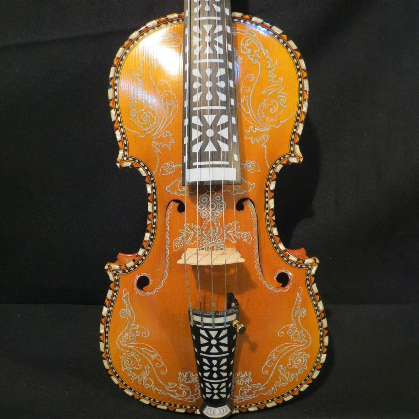 Bellissimo Strumento Musicale A 5 Corde per Violino 4/4 Parti in Ebano E Tastiera con Custodia Archetto Violini per Studenti