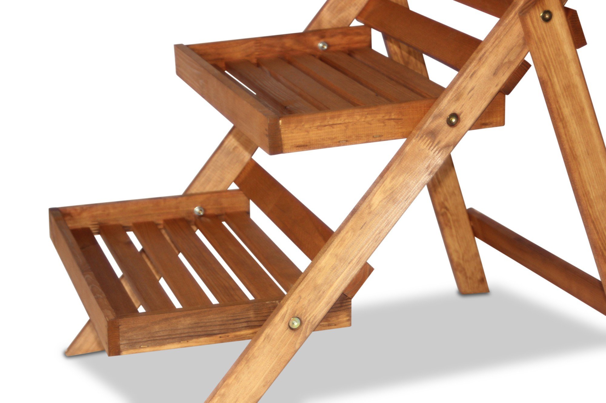 Échelle Fleur Plante escalier Fleur Étagère avec 3 étages en bois Marron, 49 x T70 x H80 cm