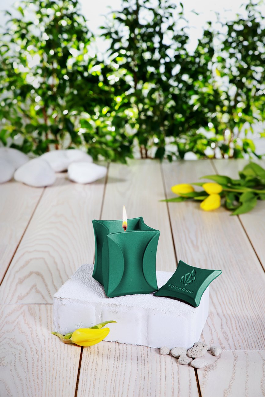 Candellana Candles Candlefort Concrete Candle-Modern II-Turquoise, Scent: for Her