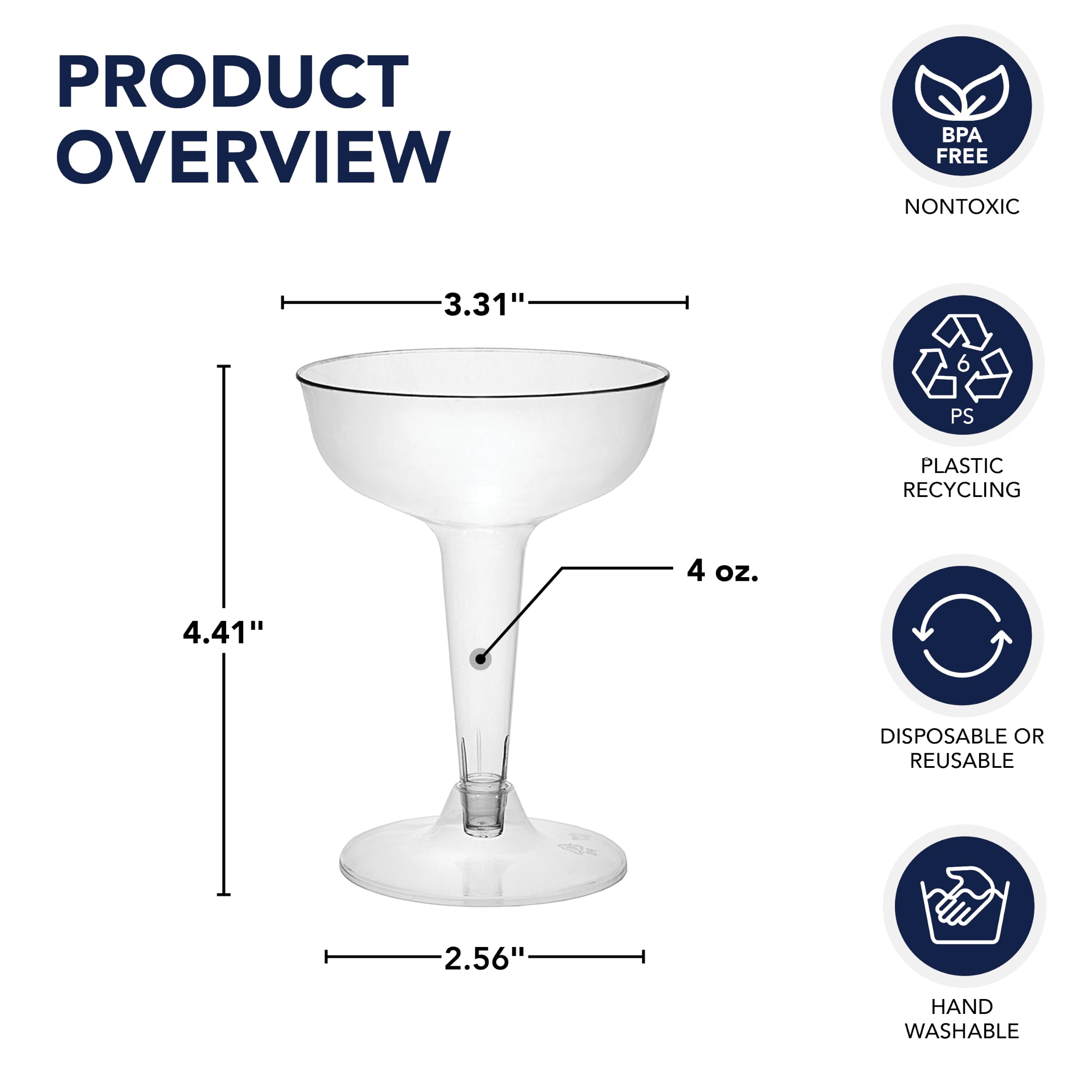 Party Essentials N46 - Copa de champán (2 piezas, capacidad de 4 onzas), transparente (caja de 144 unidades)