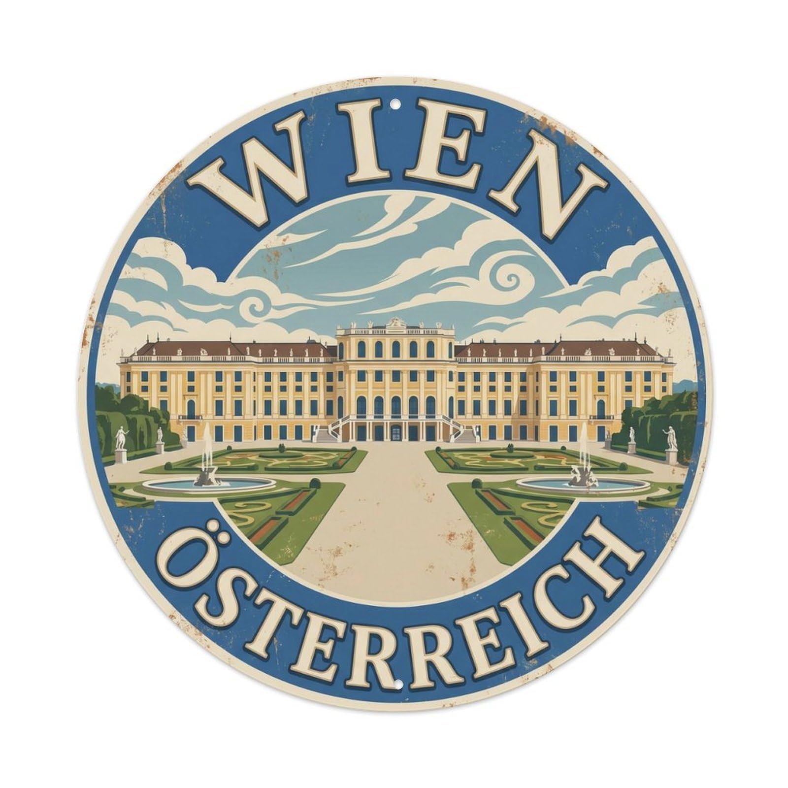 Vintage Travel Vienna Imperial Palace Metal Tin Sign Plaque