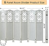 Vista 42 de Panel divisor de habitación de 4 paneles, pared divisora de habitación de 5.6 pies de alto y pantalla de privacidad plegable, panel divisor de pared