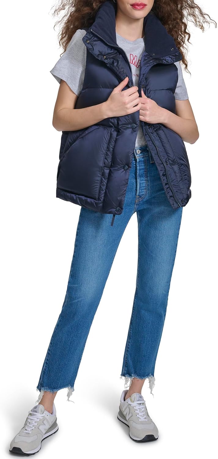 Champion Women's Satin Quilted Puffer Vest With Stand Collar