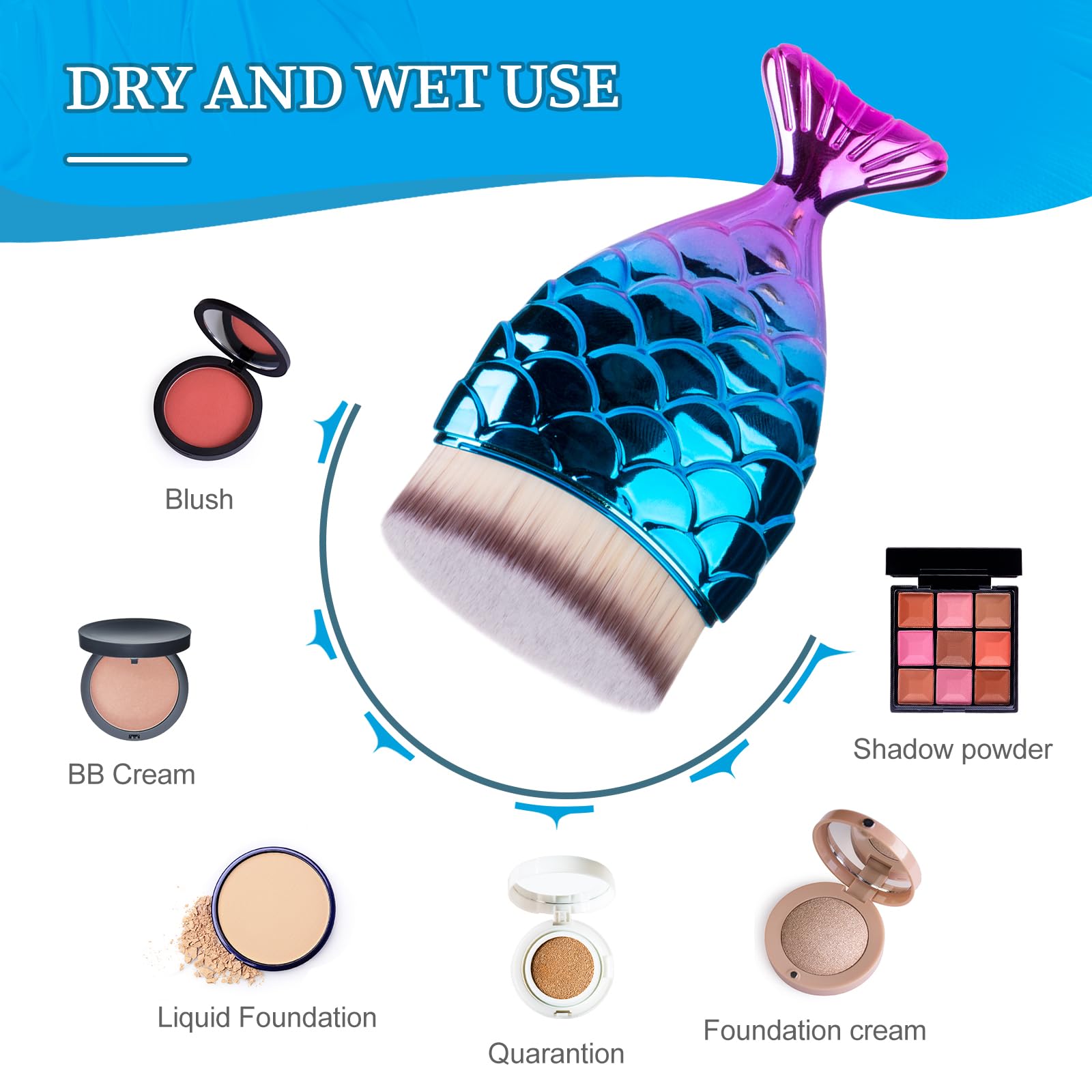 UNIMEIX Brocha de protección solar para cara, brocha Kabuki, aplicador de protector solar para niños, brochas de maquillaje para base líquida, polvo, crema, pulido, difuminado