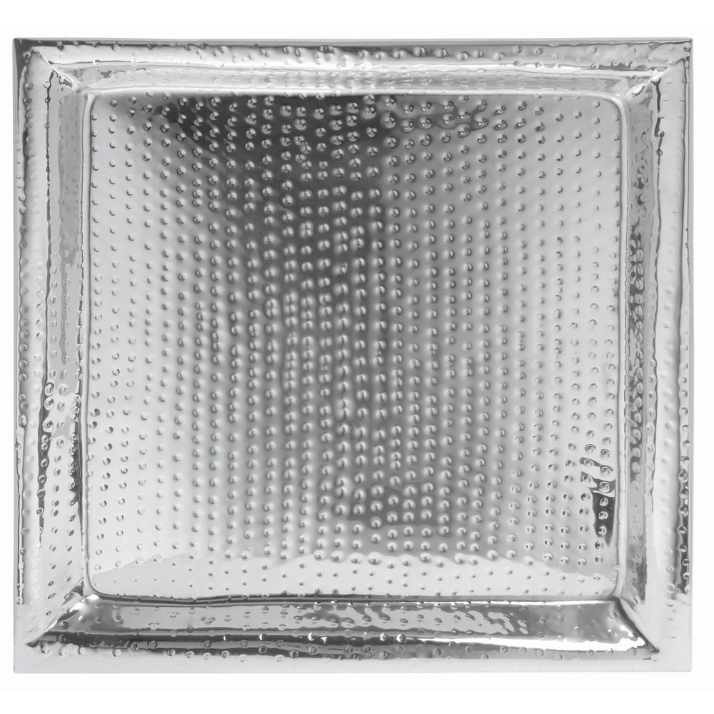 Serving Tray with Hammered Finish Round Serving - 22" L x 22" W by HUBERT – Stainless Steel, Silver