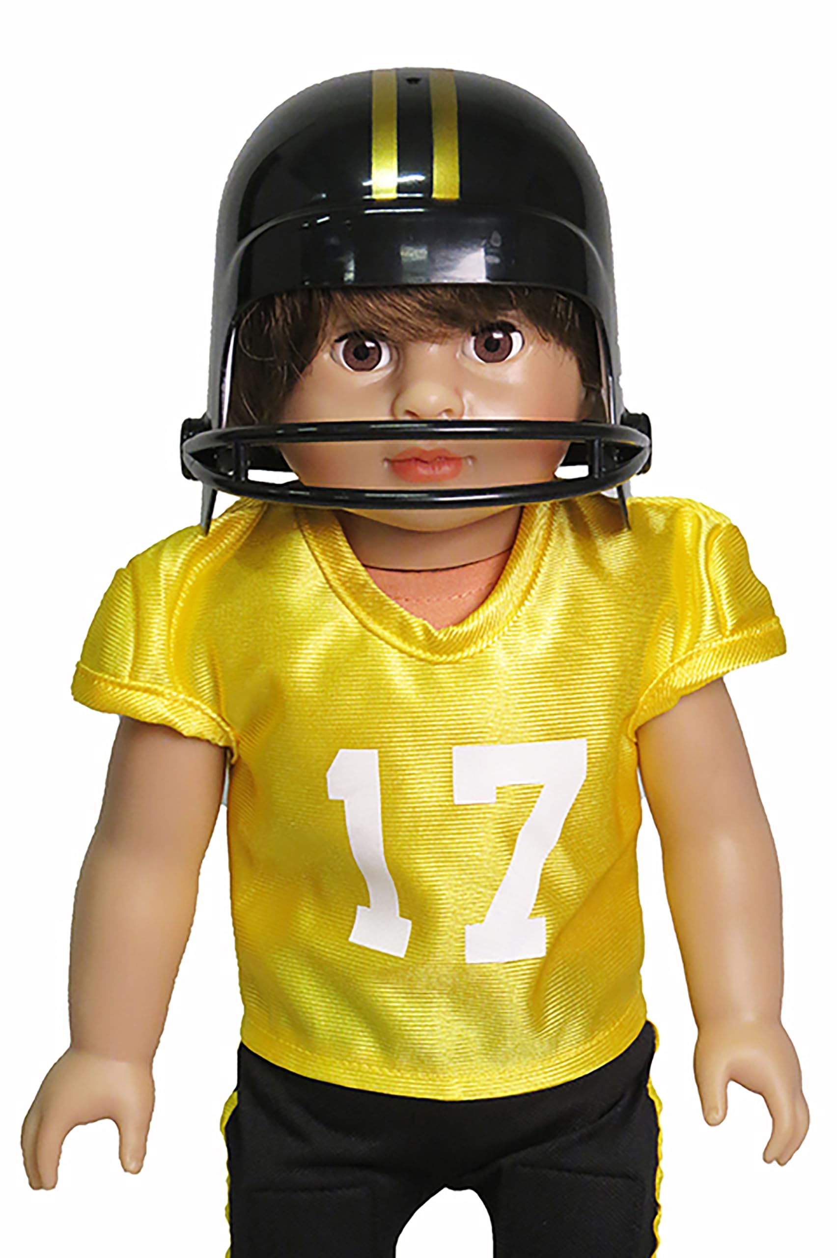 Yellow and Black Football Outfit 6pc for 18-Inch Dolls | Premium Quality & Trendy Design