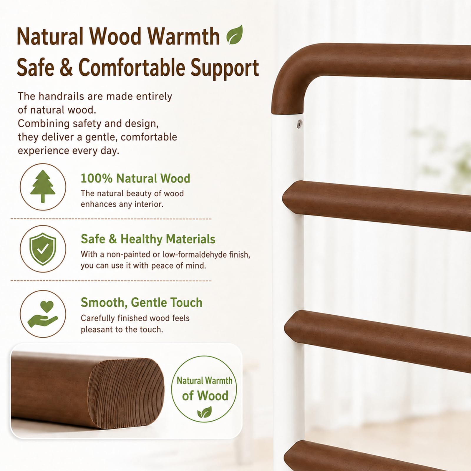 Couch- und Stuhl-Aufstehhilfe, belastbar bis 181 kg (400 LB), Load Stand Assist Aid for Elderly, 4-Level Adjustable with Night Light, rutschsicherer Naturholz-Griff für Sofa-Sicherheitsstütze