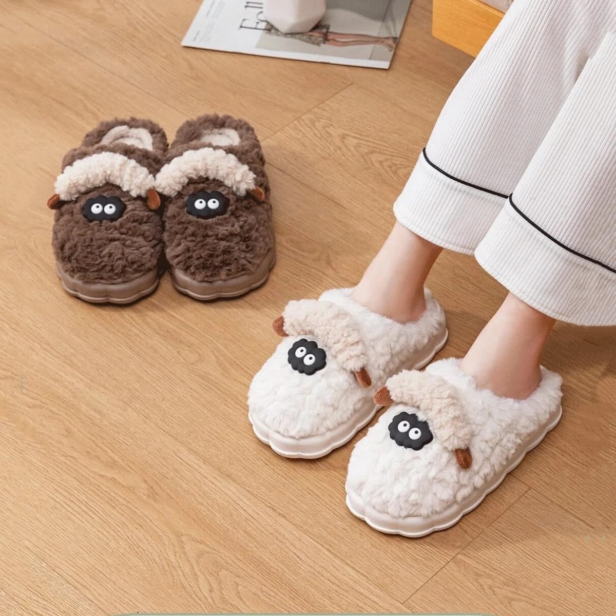 ELONEL Cute Cotton Slippers For Women, Winter Thick Soled, Comfortable, Warm, Anti Slip, Odor Proof, And Plush Cotton slippers - Image 2