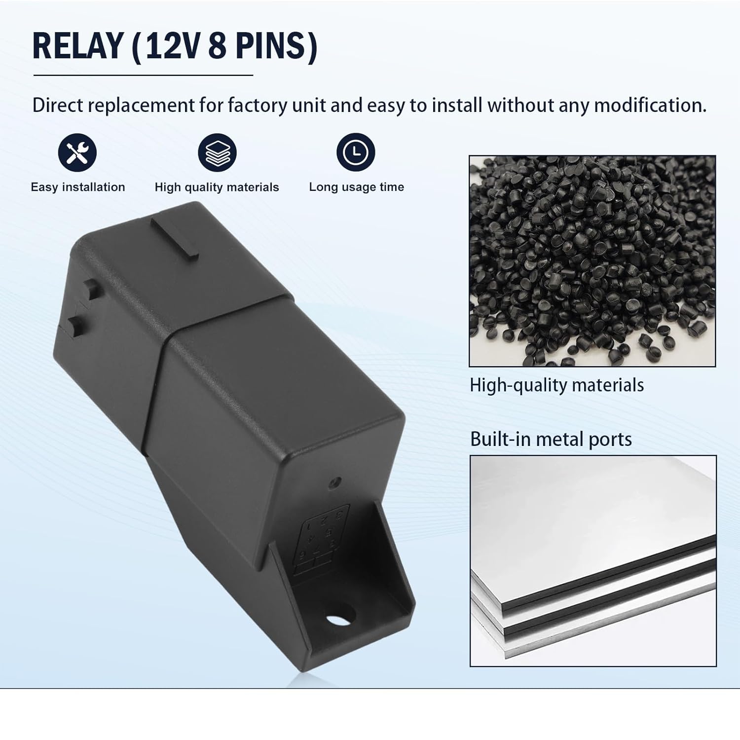 9640469680 Glow Plug Control Unit Relay, for Citroen Diesel 51299080A 12V 8-Pins Black Glow Plug Relay Control Unit Glow Plug