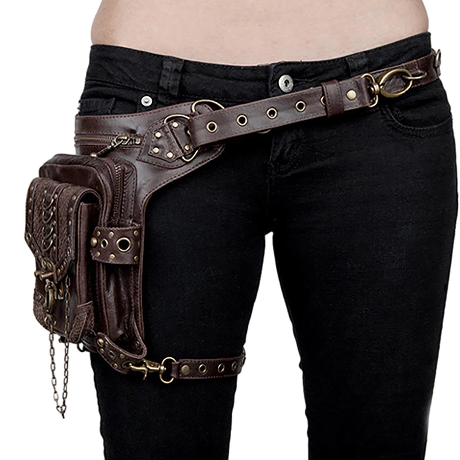 Steampunk, rinascimentale - Borsa medievale in pelle PU con custodia | Steampunk,Borsa da cintura Borsa Steampunk alla per escursionismo, viaggio, uomo donna