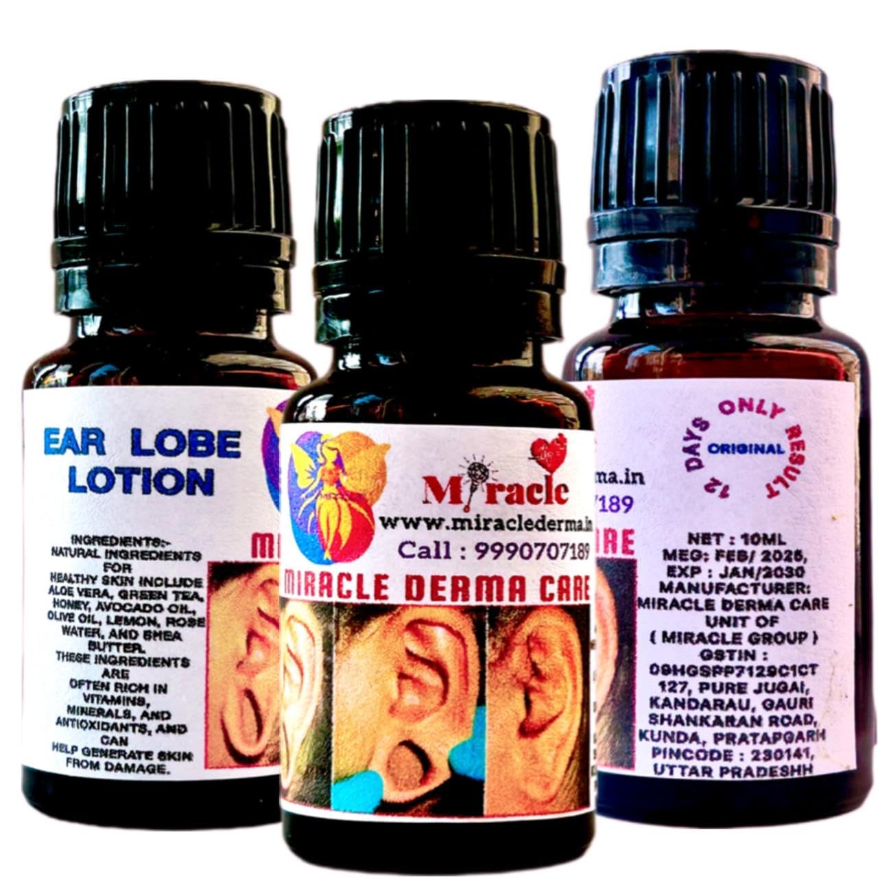 EarLobe Repair Pasting Solution Full Kit for 130 Ears by Miracledermacare 3 Years Free Replacement, 1 Bottles-picture-28