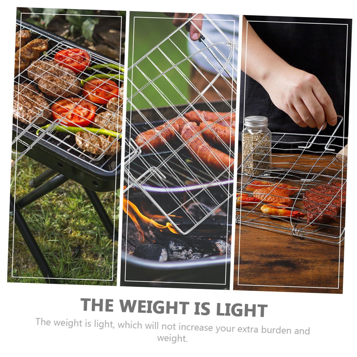 Confezione da 2 cestelli per Barbecue con Manico - Reti Leggere per Cucinare Pesce e bistecche per Campeggio all'aperto, Picnic, grigliate, Utensili Portatili per Barbecue Facili da Usare
