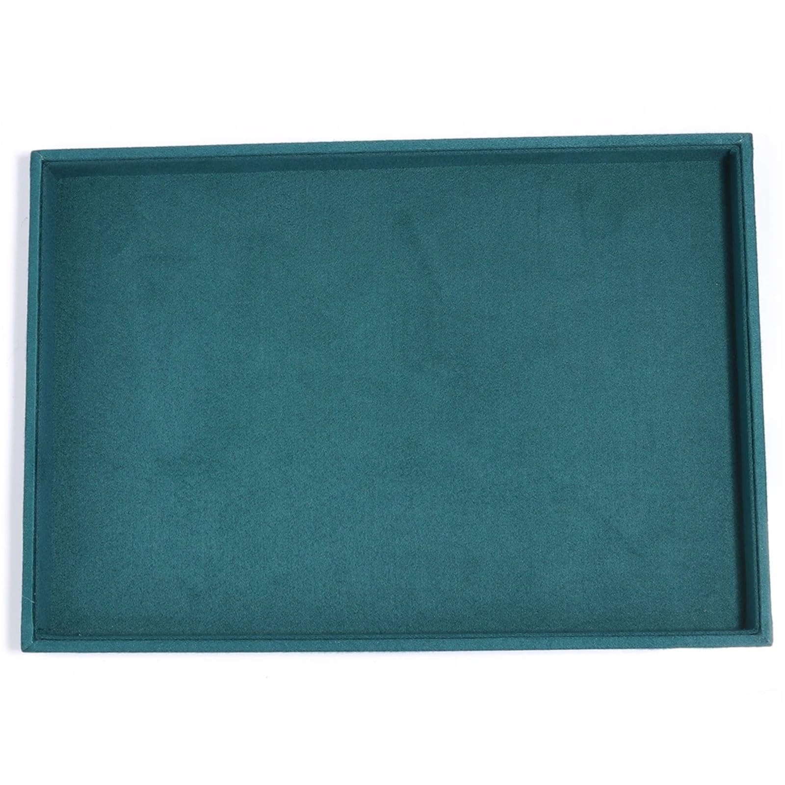 ZHSOAO 1Pc Velvet Jewelry Display Tray Ring Earring Storage Box Necklaces Bracelets Organizing Plate for Jewelry(Dark Green Big)