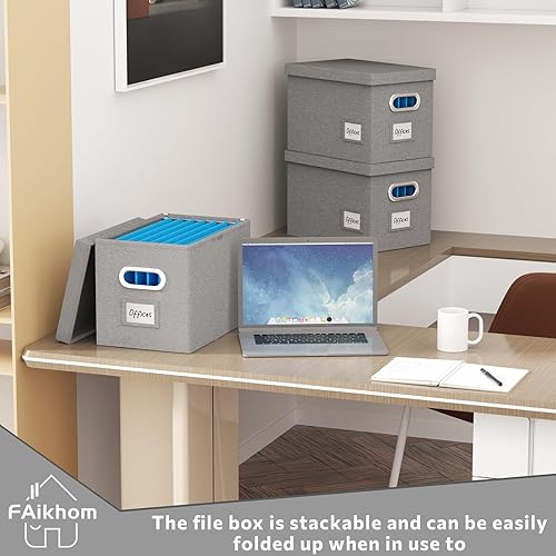 Miniatura 6 de Caja organizadora de archivos con tapa, caja de almacenamiento colgante con deslizador de metal para letras, documentos, oficina, hogar, sistema de