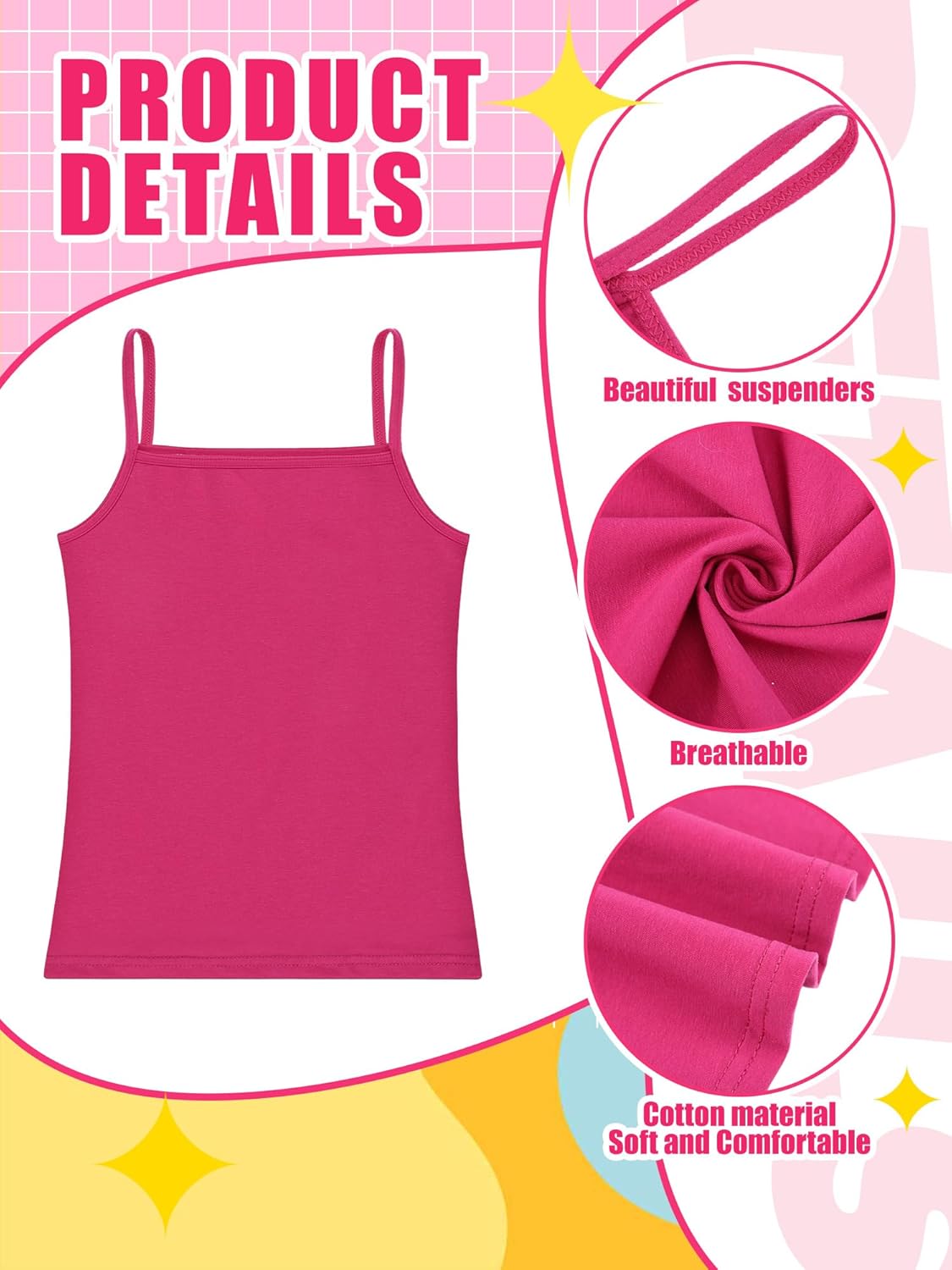 Geyoga Girls' Sleeveless Racer Back Camisole Undershirt Tank Top - Image 4