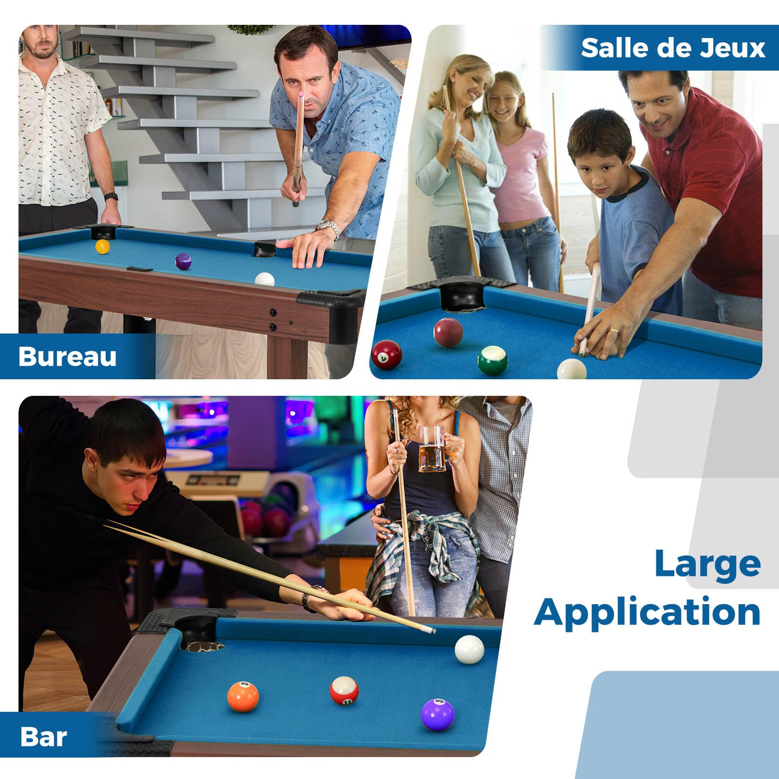 GOPLUS Table Billard Americain 122 CM, Table Billard Adultes Enfants avec 16 Boules, 2 Queues de Bollard, 2 Craies, Triangle, Brosse,Jeu de Billard pour Jeux en Famille, Salle de Sport