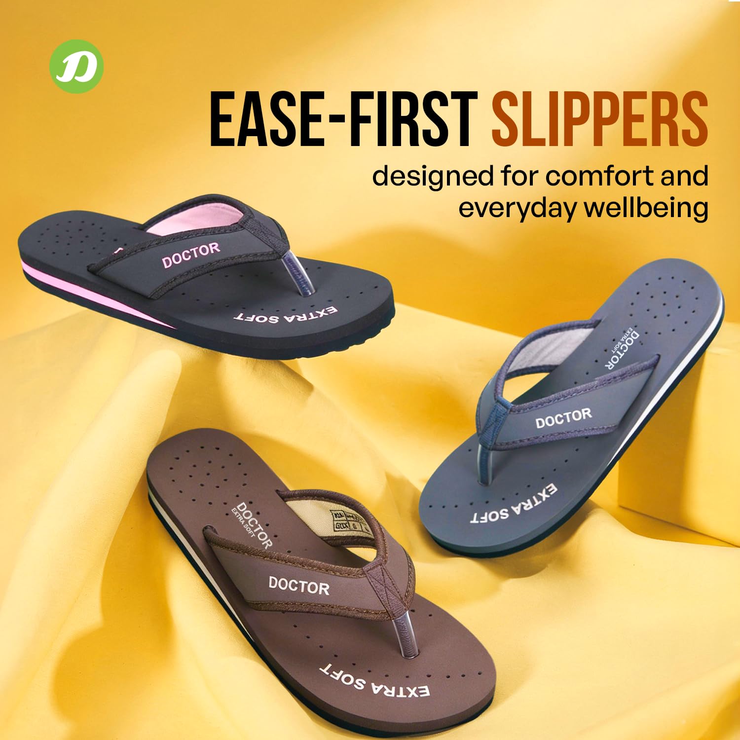 DOCTOR EXTRA SOFT Doctor Slippers for Women Orthopedic Diabetic Pregnancy Non Slip Lightweight Comfortable Flat Casual Stylish Dr Chappals and House Flip flops For Ladies and Girl’s D-22-Bk-Pink-9 UK 4