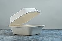 Vista 2 de [Paquete de 100] Green Wave Evolution TW-BOO-004 - Recipientes para alimentos de 6 x 6 x 3 pulgadas, bagazo con aspecto de mármol, 100% compostable