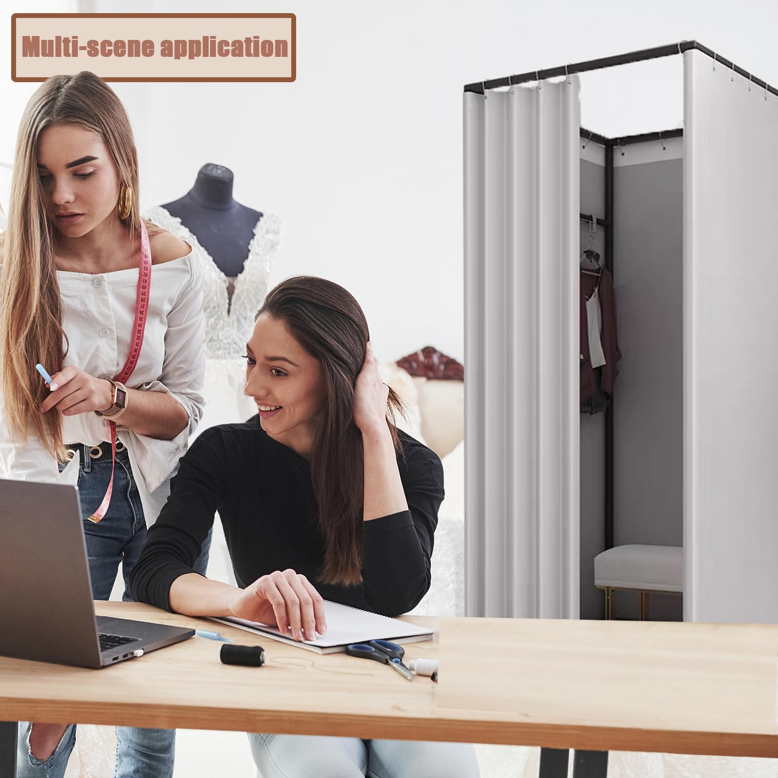 TEENKON Umkleidekabine Freistehend, Bodenstehende Tragbarer Umkleideraum für Büro Einkaufszentrum Bekleidungsgeschäft Fotostudios Boutiquen, Einfach Beweglicher Anproberaum (Grau, 120x120x200 cm)