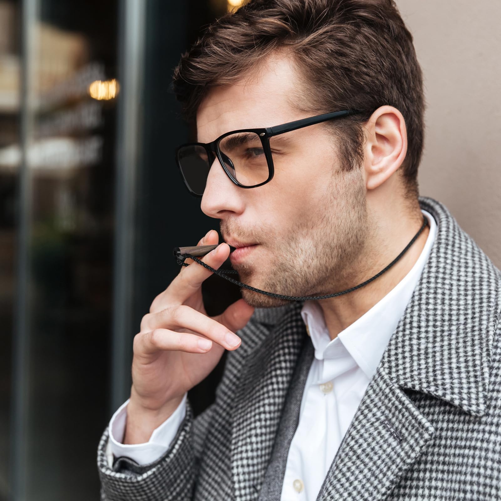 Oddychający naszyjnik z kapsułkami miętowymi do wielokrotnego napełniania, pomocniczy naszyjnik fidget do łagodzenia lęków, inhalator dla dorosłych, Rozmiar uniwersalny, Stal nierdzewna, Brak kamienia