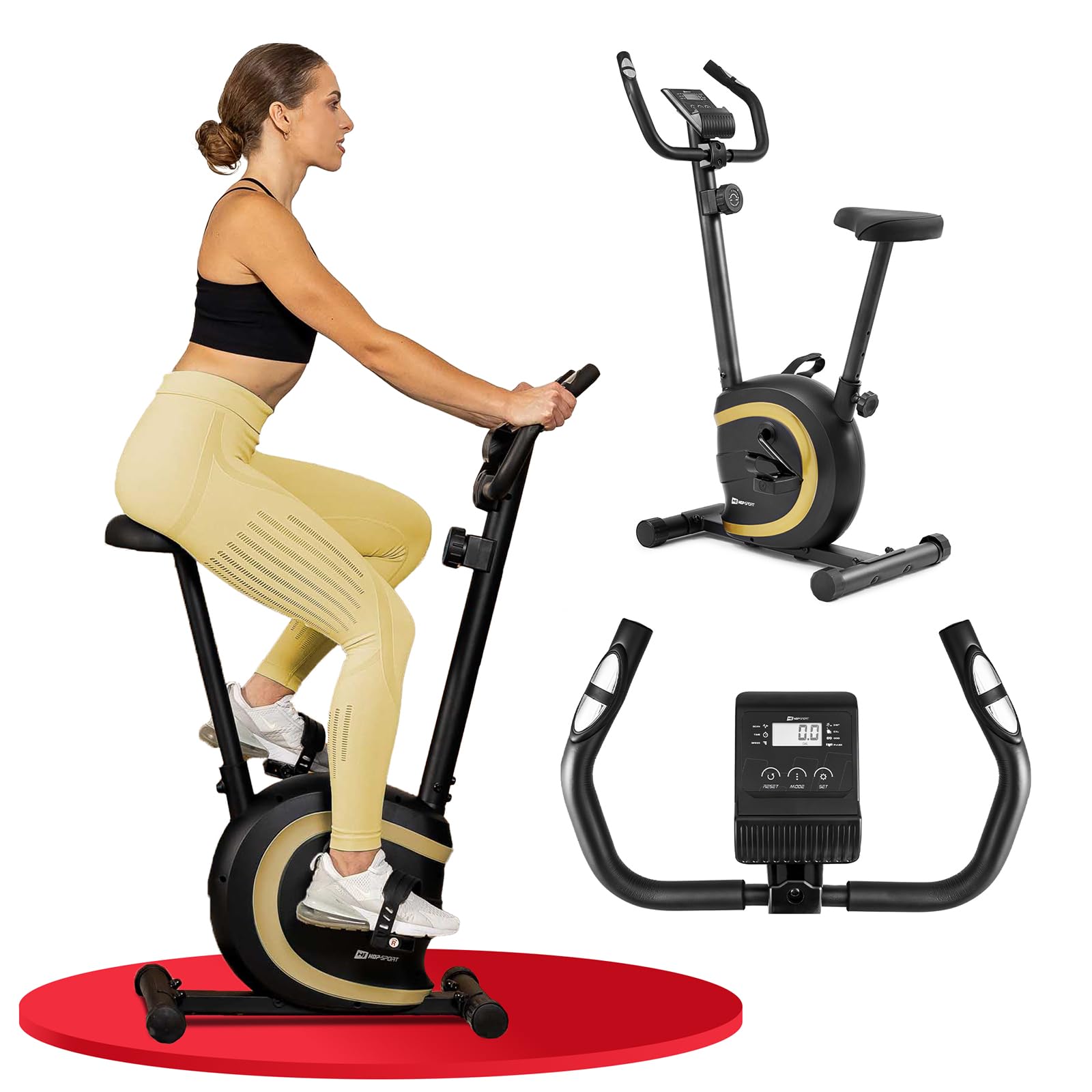Hop-Sport Heimtrainer Vox - Ergometer Fahrrad für Zuhause mit Magnetischem Bremssystem, Verstellbarem Sattel und Pulsmessung, Fitnessbikes für Home Fitness, Indoor Bike