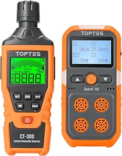 TopTes CT-300 Carbon Monoxide Detector & Guard-101 4-Gas Monitor, Comprehensive Safety for CO, H2S, LEL, and O2 Detection in Home and Work Environments