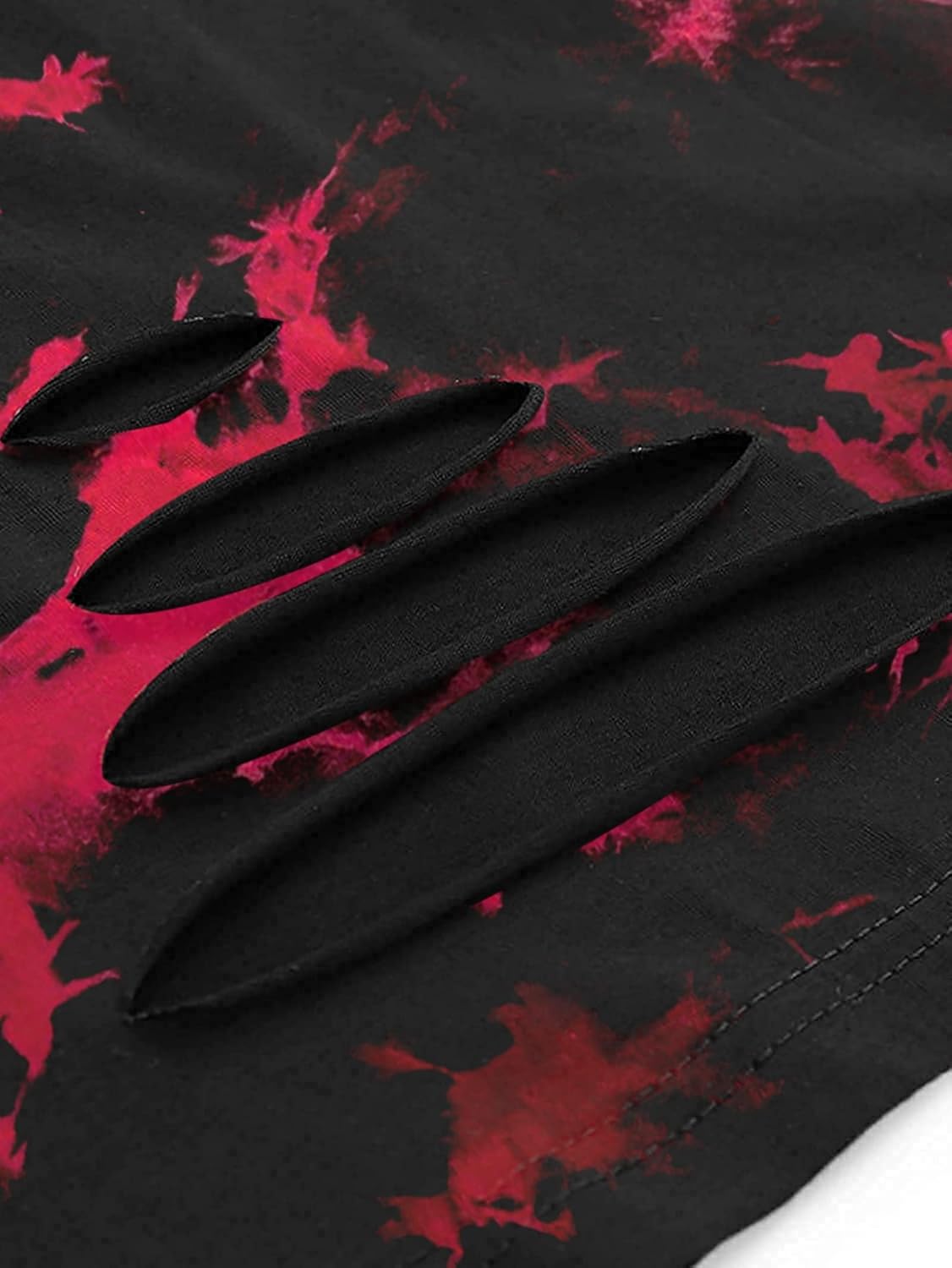 AVANOVA Women Skull Finger Graphic Distressed Tee Shirt Ripped Short Sleeve Crop Tops - Image 2